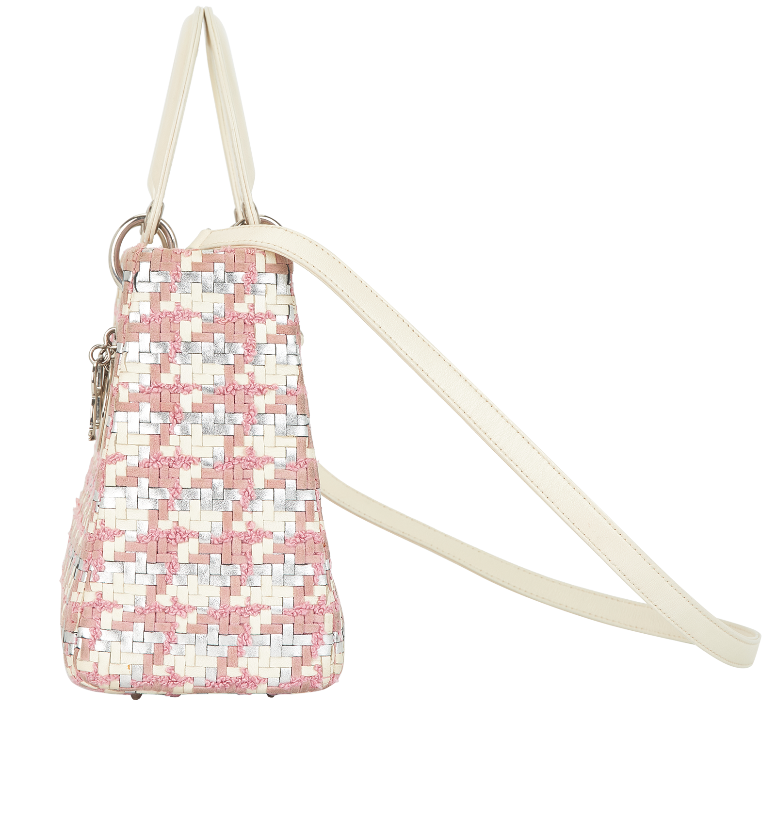 Medium Lady Dior, &pound;1,800, Handbags, Cream/Pink, Tweed, Bottom view